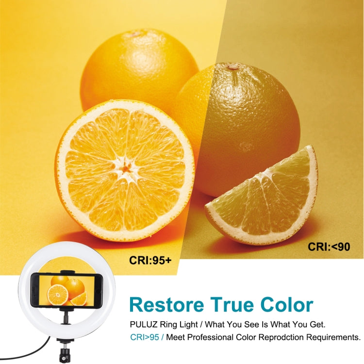 PULUZ 7.9インチ 20cm USB RGB 調光可能 LED デュアルカラーテンパチャー 曲面ライトリング Vlog 自撮り 写真撮影 ビデオライト スマホクランプ付き、7.9インチ RGBW