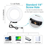 PULUZ 4.7インチ 12cm 曲面 USB ホワイトライト LED リング 自撮り 美容 Vlog 写真撮影 ビデオライト、4.7インチ
