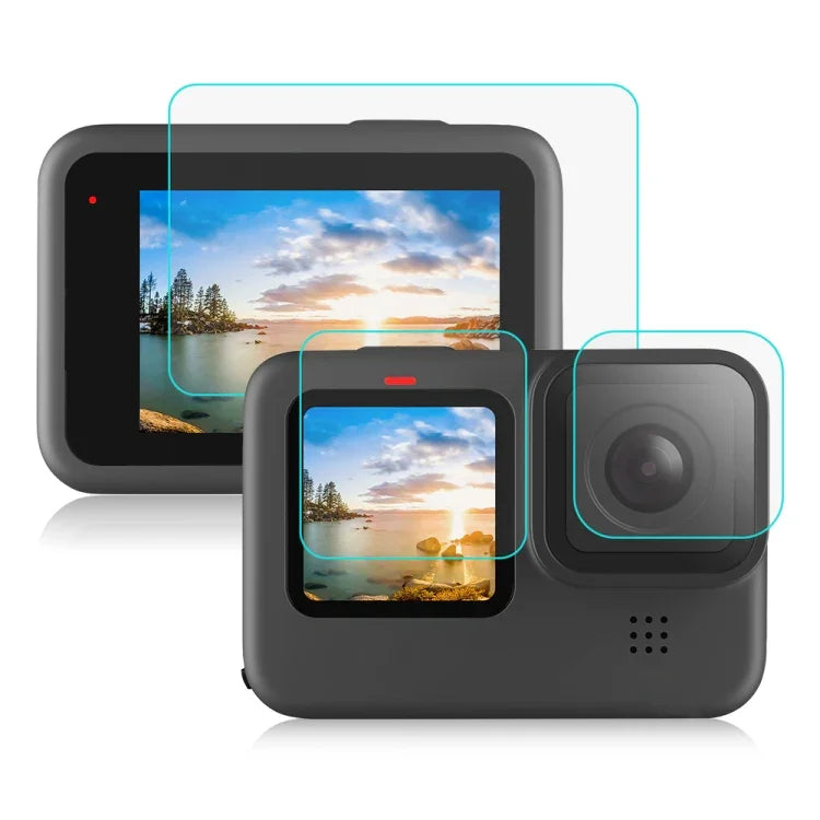 PULUZ GoPro HERO12 Black /11 Black /10 Black /9 Black用レンズ＋LCDディスプレイ 9H 2.5D 強化ガラスフィルム, GoPro HERO9 Black用