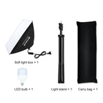 PULUZ 50x70cm スタジオソフトボックス + 2m三脚マウント + 単体220V E27 30W 5700K 白色LED電球 写真撮影キット, 単体電球 EUプラグ, 単体電球 USプラグ