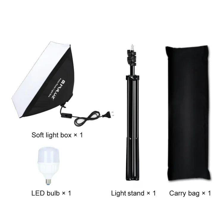 PULUZ 50x70cm スタジオソフトボックス + 2m三脚マウント + 単体220V E27 30W 5700K 白色LED電球 写真撮影キット, 単体電球 EUプラグ, 単体電球 USプラグ