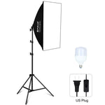 PULUZ 50x70cm スタジオソフトボックス + 2m三脚マウント + 単体220V E27 30W 5700K 白色LED電球 写真撮影キット, 単体電球 EUプラグ, 単体電球 USプラグ