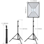 PULUZ 50x70cm スタジオソフトボックス + 2m三脚マウント + 4個 220V E27 20W 5700K 白色LED電球 写真照明キット, 4個電球 EUプラグ, 4個電球 USプラグ