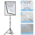 PULUZ 50x70cm スタジオソフトボックス + 2m三脚マウント + 4個 220V E27 20W 5700K 白色LED電球 写真照明キット, 4個電球 EUプラグ, 4個電球 USプラグ