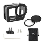 PULUZ GoPro HERO13 Black /12 Black /11 Black /10 Black /9 Black用厚手ハウジングシェル CNCアルミ合金保護ケージ 保険フレーム＆52mm UVレンズ付き、GoPro HERO9 Black用厚手