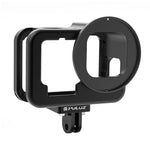 GoPro HERO13 Black /12 Black /11 Black /10 Black /9 Black用PULUZ薄型ハウジングシェル CNCアルミ合金保護ケージ 保険フレーム＆52mm UVレンズ付き、GoPro HERO9 Black用薄型