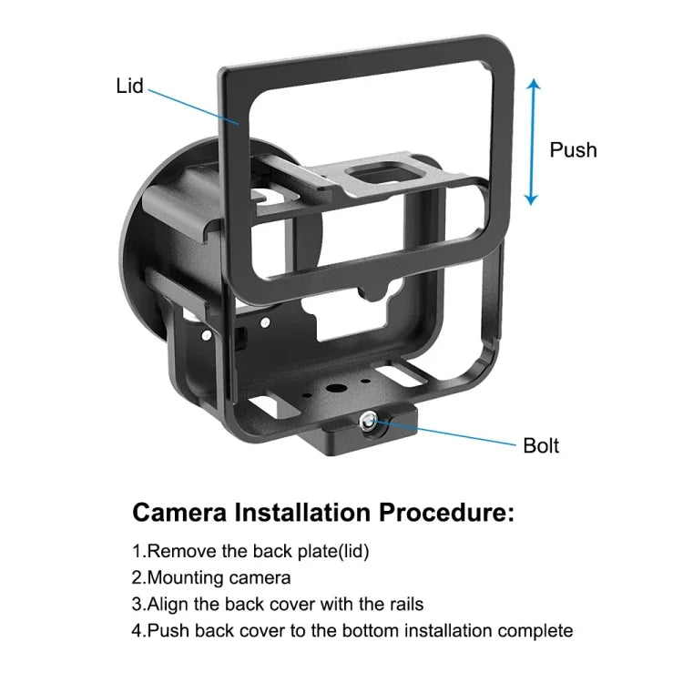 GoPro HERO13 Black /12 Black /11 Black /10 Black /9 Black用PULUZ薄型ハウジングシェル CNCアルミ合金保護ケージ 保険フレーム＆52mm UVレンズ付き、GoPro HERO9 Black用薄型