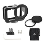 GoPro HERO13 Black /12 Black /11 Black /10 Black /9 Black用PULUZ薄型ハウジングシェル CNCアルミ合金保護ケージ 保険フレーム＆52mm UVレンズ付き、GoPro HERO9 Black用薄型