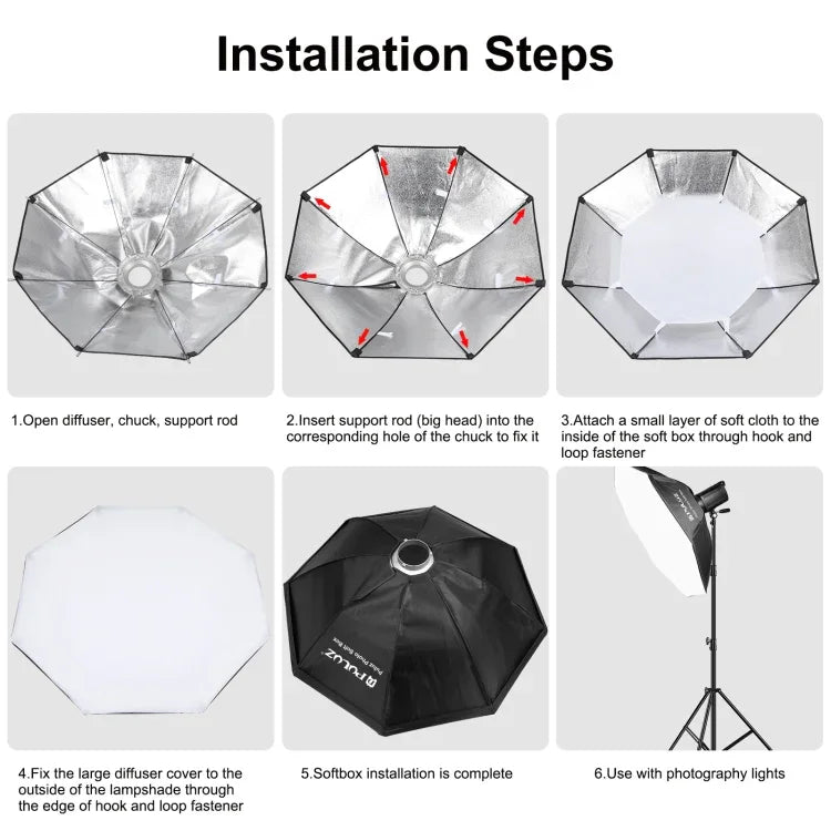 PULUZ 95cm スピードライトフラッシュ オクタゴンパラボリックソフトボックス ボーエンズマウントディフューザー、95cm オクタングル