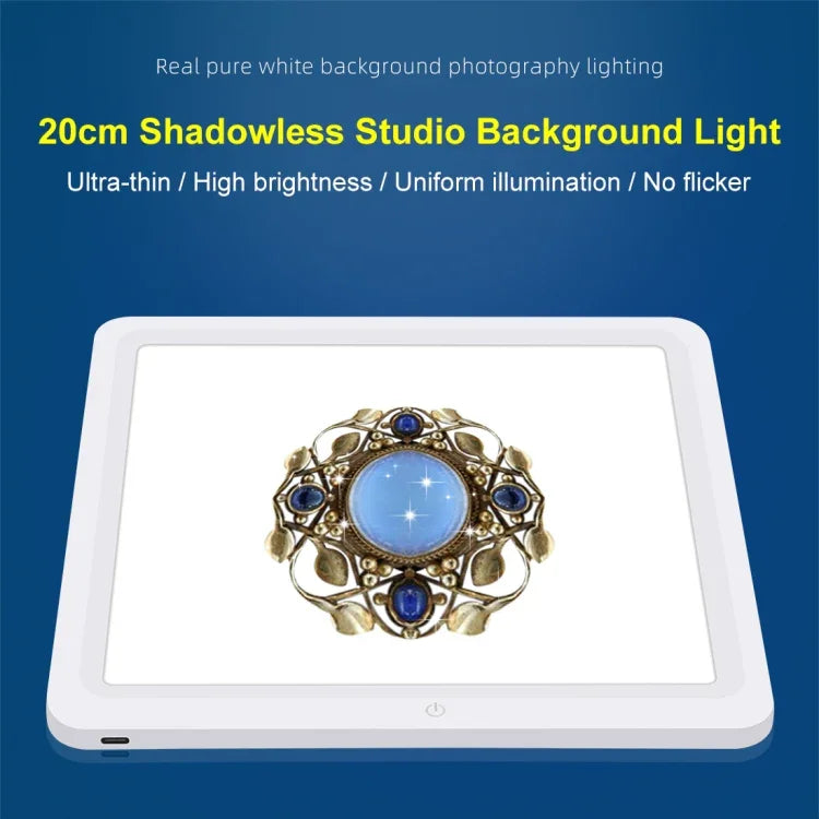 PULUZ 20cm LED シャドウレス ライトパッド 写真スタジオボックス用、20cm シャドウレス ライト
