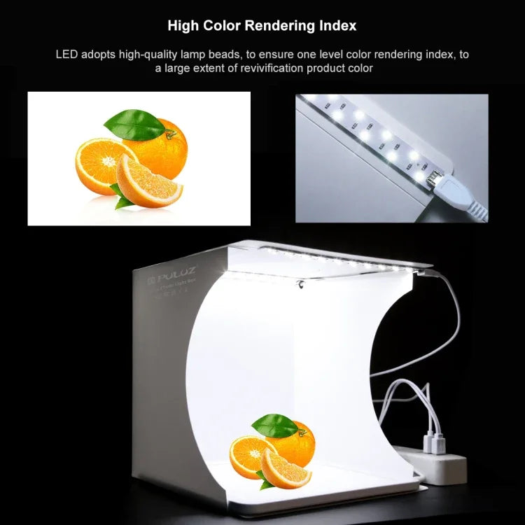 PULUZ ミニLED撮影影なしライトパネルパッド＋スタジオ撮影テントボックス アクリル素材 20cm x 20cm 有効面積, 20cm（2 LED）＋影なしライト