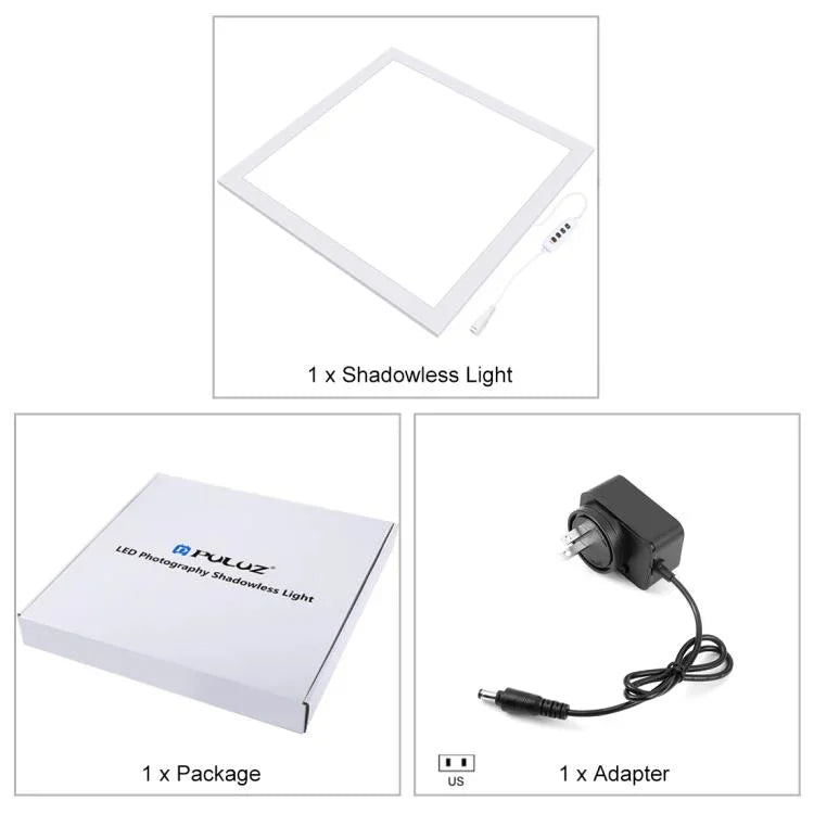 PULUZ 1000LM LED アクリル ノーポーラ 調光なし シャドウレス ライトパッド スイッチ付き 40cm フォトスタジオボックス用、ライト(US)、ライト(UK)、ライト(EU)