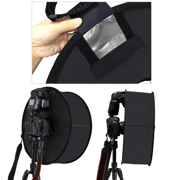 PULUZ 45cm 丸型マクロ＆ポートレート用ソフトボックス SpeedLiteフラッシュライト 折りたたみディフューザー, 45cm 丸型