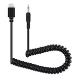 PULUZ 3.5mm TRRS オス - 8ピン オス ライブマイクオーディオアダプタースプリングコイルケーブル iPhone用、ケーブル伸長100cm、3.5mm オス - 8ピン