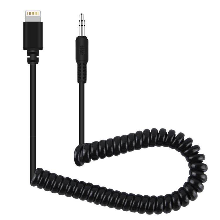 PULUZ 3.5mm TRRS オス - 8ピン オス ライブマイクオーディオアダプタースプリングコイルケーブル iPhone用、ケーブル伸長100cm、3.5mm オス - 8ピン