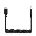 PULUZ 3.5mm TRRS オス - 8ピン オス ライブマイクオーディオアダプタースプリングコイルケーブル iPhone用、ケーブル伸長100cm、3.5mm オス - 8ピン