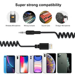 PULUZ 3.5mm TRRS オス - 8ピン オス ライブマイクオーディオアダプタースプリングコイルケーブル iPhone用、ケーブル伸長100cm、3.5mm オス - 8ピン