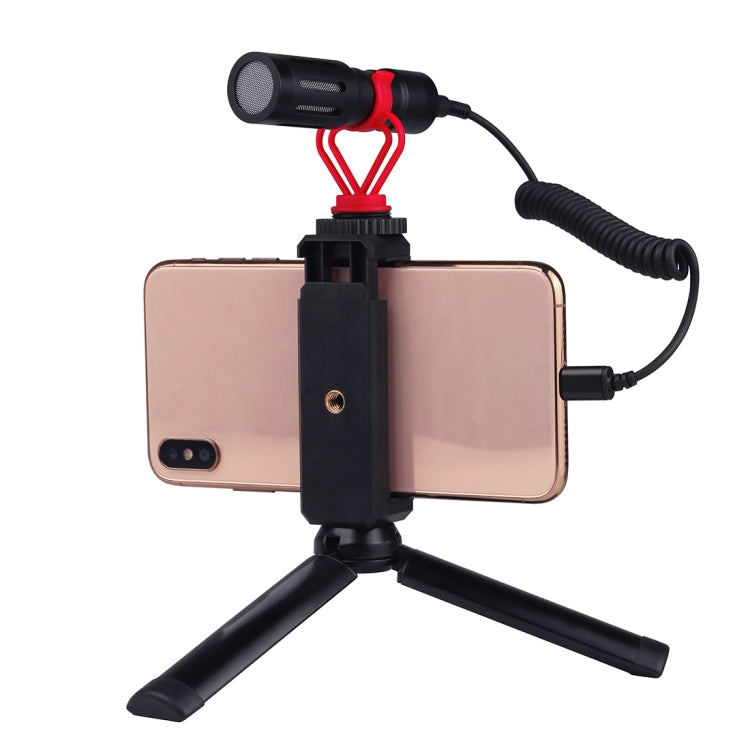 PULUZ 3.5mm TRRS オス - 8ピン オス ライブマイクオーディオアダプタースプリングコイルケーブル iPhone用、ケーブル伸長100cm、3.5mm オス - 8ピン