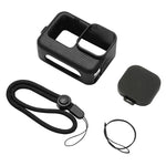 PULUZ GoPro HERO12 Black /11 Black /10 Black /9 Black用シリコン保護ケースカバー 手首ストラップ＆レンズカバー付き、GoPro HERO9 Black用