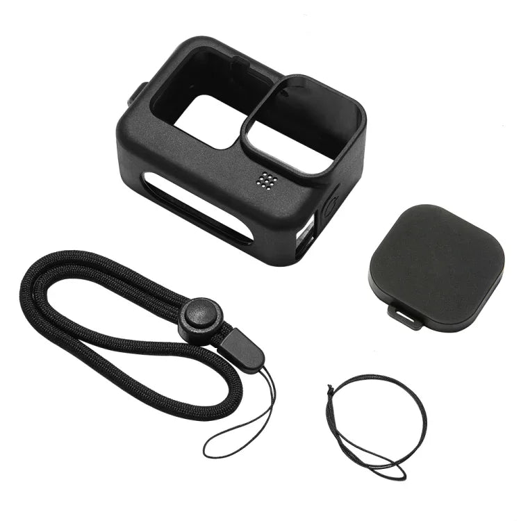 PULUZ GoPro HERO12 Black /11 Black /10 Black /9 Black用シリコン保護ケースカバー 手首ストラップ＆レンズカバー付き、GoPro HERO9 Black用