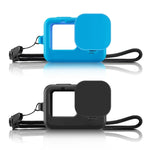 PULUZ GoPro HERO12 Black /11 Black /10 Black /9 Black用シリコン保護ケースカバー 手首ストラップ＆レンズカバー付き、GoPro HERO9 Black用