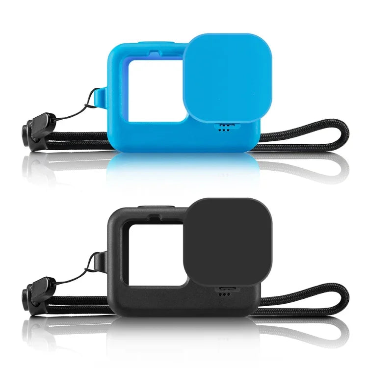 PULUZ GoPro HERO12 Black /11 Black /10 Black /9 Black用シリコン保護ケースカバー 手首ストラップ＆レンズカバー付き、GoPro HERO9 Black用