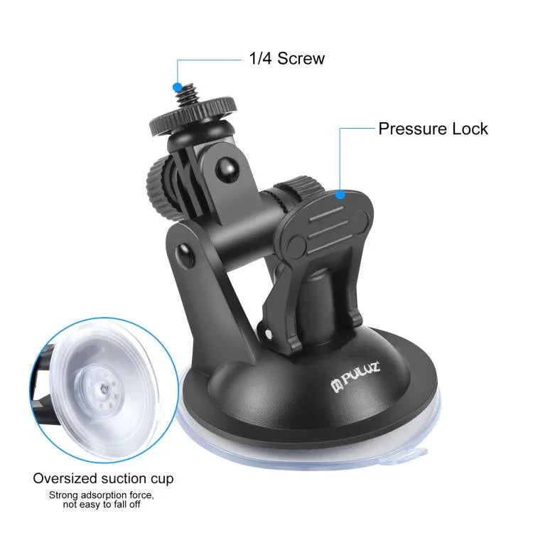 PULUZ 車用吸盤マウント ネジ＆三脚マウントアダプター＆収納バッグ付き GoPro、Insta360、DJIおよびその他アクションカメラ用, 吸盤マウント