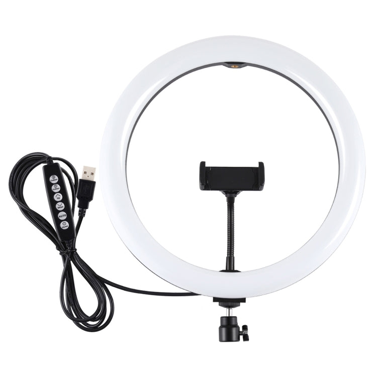 PULUZ 11.8インチ 30cm 曲面 USB 10モード 8色 RGBW 調光可能 LED リング Vlog 写真撮影 ビデオライト 三脚ボールヘッド＆スマホクランプ付き、11.8インチ ボタン操作
