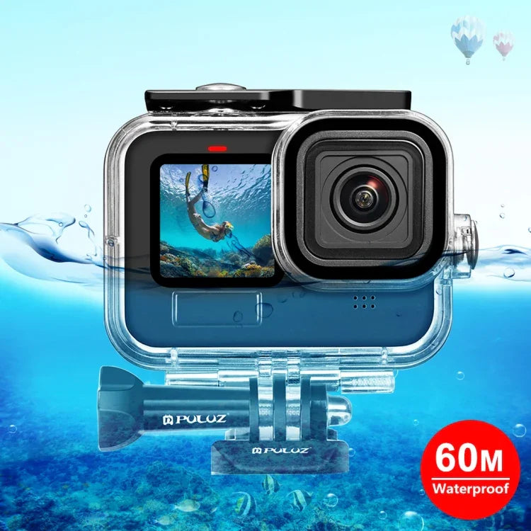 GoPro HERO13 Black /12 Black /11 Black /10 Black /9 Black用PULUZ 60m防水ハウジング保護ケース バックル付き ベーシックマウント＆ネジ、GoPro HERO9 Black用