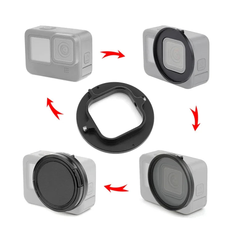 PULUZ 52mm UVレンズフィルター GoPro HERO12 Black /11 Black Mini /11 Black /10 Black /9 Black用、アダプターリング付き、UVフィルター