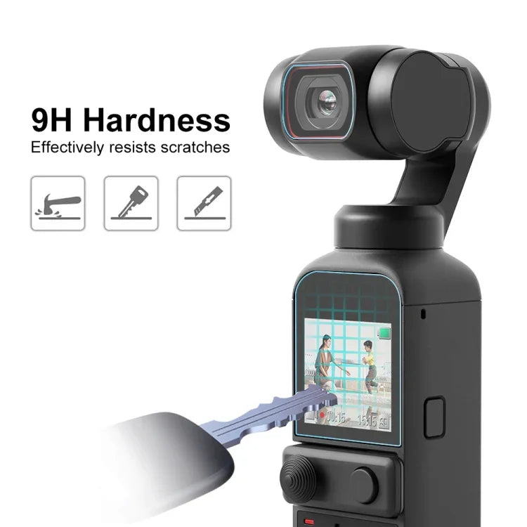 PULUZ 9H 2.5D HD強化ガラスレンズプロテクター＋スクリーンフィルム DJI OSMO Pocket 2用、DJI OSMO Pocket 2用