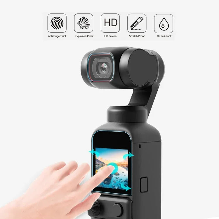 PULUZ 9H 2.5D HD強化ガラスレンズプロテクター＋スクリーンフィルム DJI OSMO Pocket 2用、DJI OSMO Pocket 2用