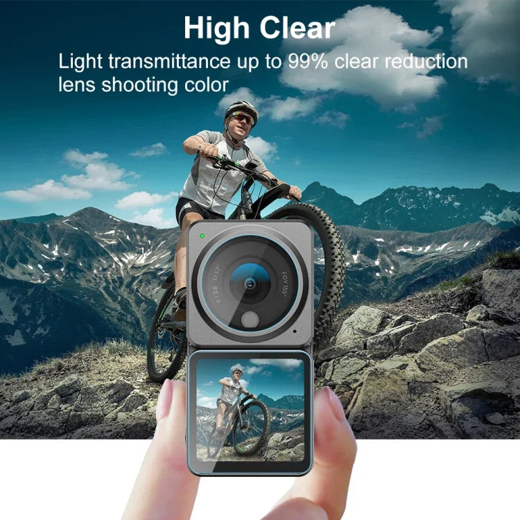 PULUZ 3イン1レンズ＋前後LCDディスプレイ用9H 2.5D強化ガラスフィルム DJI Action 2用、レンズスクリーンフィルム