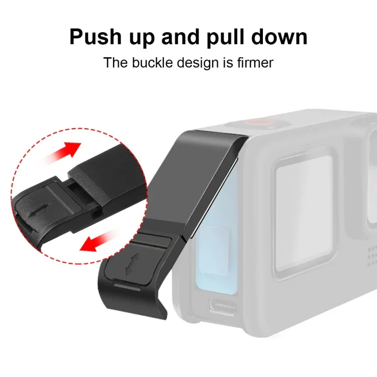 PULUZ GoPro HERO12 Black /11 Black /10 Black /9 Black用 シリコン保護ケース + POMサイドインターフェースカバー リストストラップ＆レンズカバー付き、GoPro HERO12 Black用シリコンケース＋サイドカバー