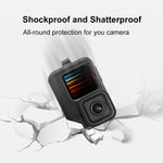 PULUZ GoPro HERO12 Black /11 Black /10 Black /9 Black用 シリコン保護ケース + POMサイドインターフェースカバー リストストラップ＆レンズカバー付き、GoPro HERO12 Black用シリコンケース＋サイドカバー