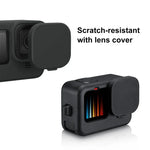PULUZ GoPro HERO12 Black /11 Black /10 Black /9 Black用 シリコン保護ケース + POMサイドインターフェースカバー リストストラップ＆レンズカバー付き、GoPro HERO12 Black用シリコンケース＋サイドカバー