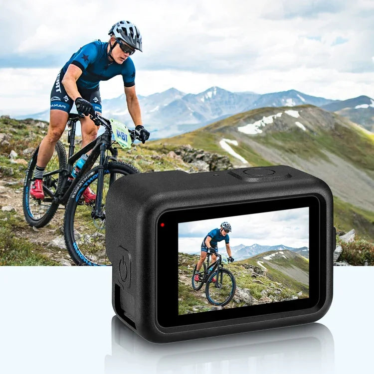 PULUZ GoPro HERO12 Black /11 Black /10 Black /9 Black用 シリコン保護ケース + POMサイドインターフェースカバー リストストラップ＆レンズカバー付き、GoPro HERO12 Black用シリコンケース＋サイドカバー