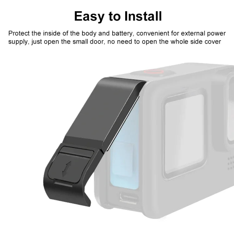 PULUZ GoPro HERO13 Black /12 Black /11 Black /10 Black /9 Black用POMプラスチックバッテリーサイドインターフェースカバー、POMプラスチックサイドカバー