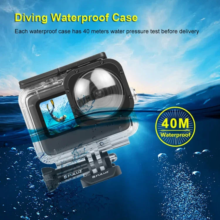 PULUZ 40m防水ハウジング保護ケース バックル付きベーシックマウント＆ネジ GoPro HERO12 Black /11 Black /11 Black Mini /10 Black /9 Black Maxレンズモッド用、GoPro Hero11 Black / HERO10 Black用