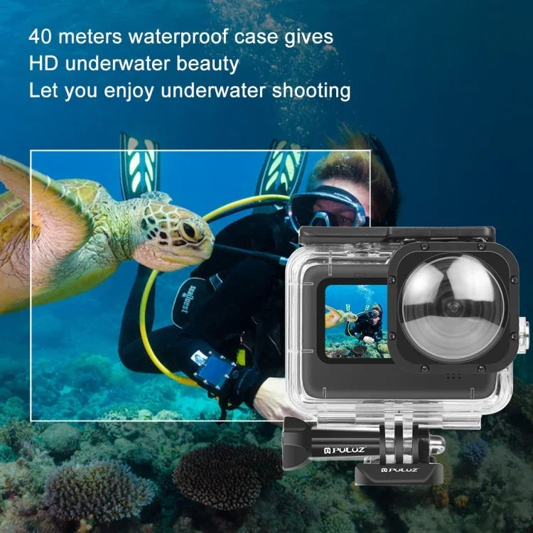 PULUZ 40m防水ハウジング保護ケース バックル付きベーシックマウント＆ネジ GoPro HERO12 Black /11 Black /11 Black Mini /10 Black /9 Black Maxレンズモッド用、GoPro Hero11 Black / HERO10 Black用