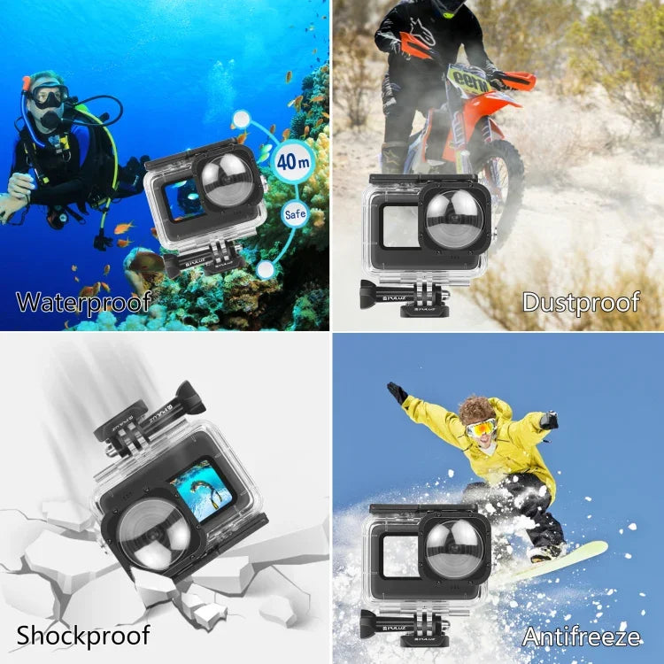 PULUZ 40m防水ハウジング保護ケース バックル付きベーシックマウント＆ネジ GoPro HERO12 Black /11 Black /11 Black Mini /10 Black /9 Black Maxレンズモッド用、GoPro Hero11 Black / HERO10 Black用