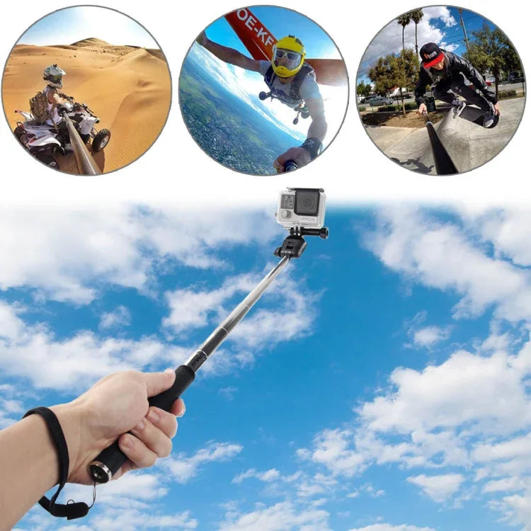 PULUZ GoPro、Insta360、DJIおよびその他のアクションカメラ用伸縮式ハンドヘルド自撮りモノポッド、長さ：22.5-80cm、長さ：22.5-100cm