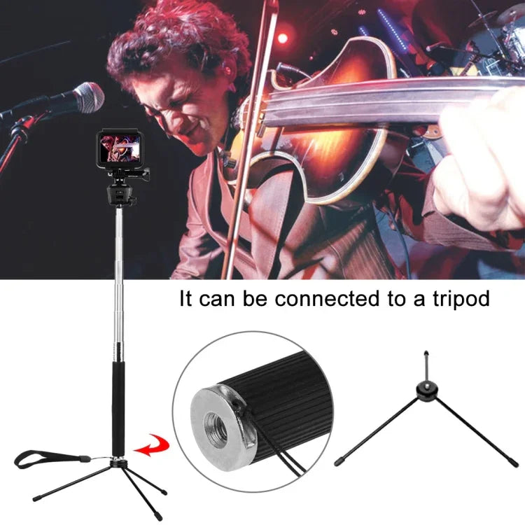 PULUZ GoPro、Insta360、DJIおよびその他のアクションカメラ用伸縮式ハンドヘルド自撮りモノポッド、長さ：22.5-80cm、長さ：22.5-100cm