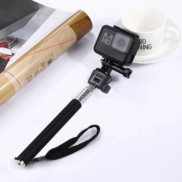 PULUZ GoPro、Insta360、DJIおよびその他のアクションカメラ用伸縮式ハンドヘルド自撮りモノポッド、長さ：22.5-80cm、長さ：22.5-100cm