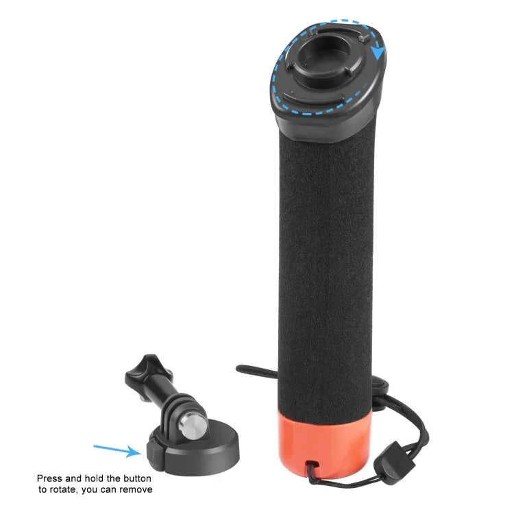 PULUZ GoPro、Insta360、DJIおよびその他のアクションカメラ用浮遊フォームハンドグリップ 浮力ロッド ストラップ＆クイックリリースベース付き、フォーム浮遊ハンドグリップ