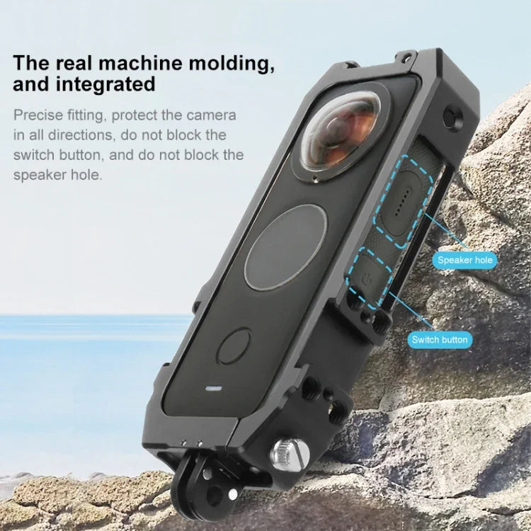 PULUZ Insta360 ONE X2用保護ケージリグハウジングフレーム 冷却シュー付き＆磁気折りたたみ三脚アダプター、Insta360 ONE X2用ケージ