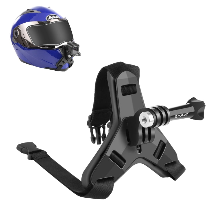 PULUZ バイクヘルメットあご紐マウント GoPro、DJI Osmo Actionおよびその他のアクションカメラ用、ヘルメットあご紐（ブラック）、ヘルメットあご紐（オレンジ）、ヘルメットあご紐（ブルー）