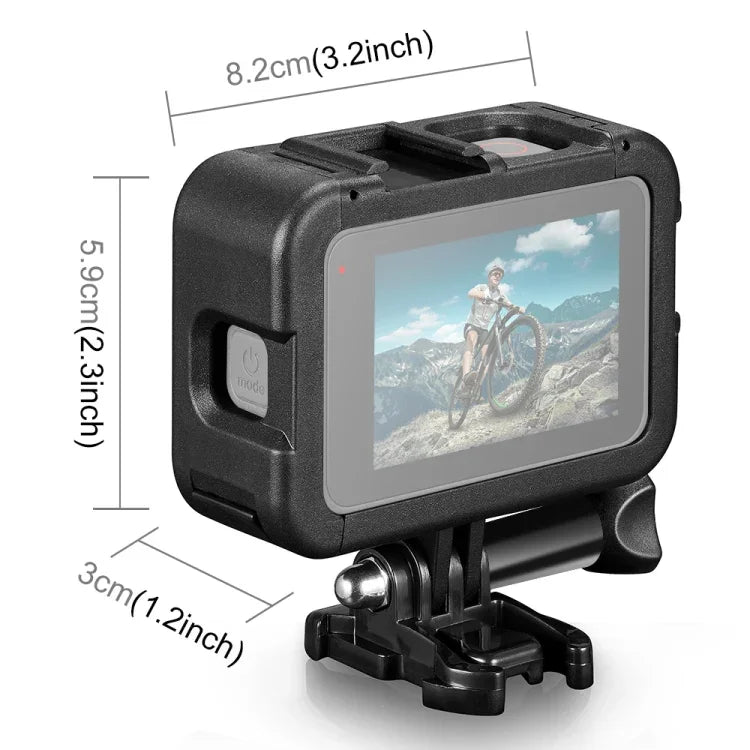 PULUZ 充電式PAフレームマウントケージ 冷却シュー ベーススロット付き GoPro HERO13 Black /12 Black /11 Black /11 Black Mini /10 Black /9 Black用、充電式PAフレームマウント