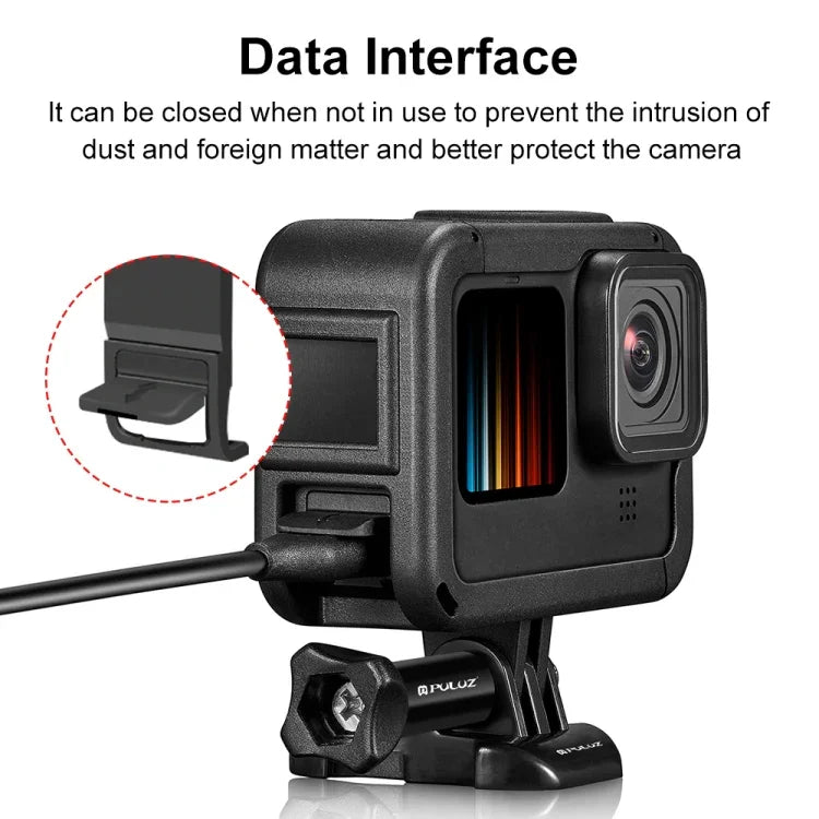 PULUZ フレーム拡張PAケージ サイドインターフェースカバー付き GoPro HERO12 Black /11 Black /10 Black /9 Black用、サイドカバー付きPAケージ