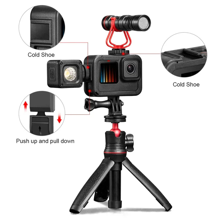 PULUZ フレーム拡張PAケージ サイドインターフェースカバー付き GoPro HERO12 Black /11 Black /10 Black /9 Black用、サイドカバー付きPAケージ